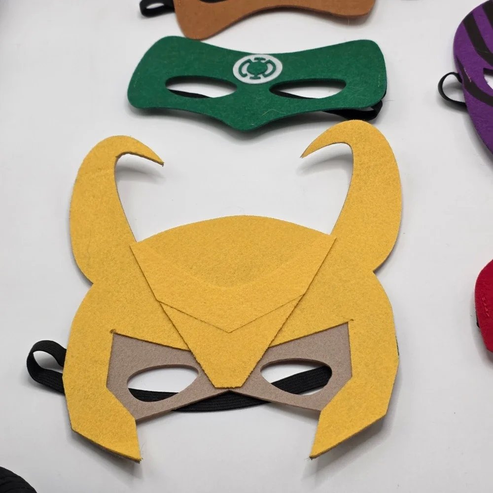 Superhero Felt Masks Kids 6pc Set Groot Thanos Loki Iron Man Green Lantern Party
